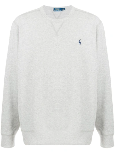 Ralph Lauren Logo Embroidered T-shirt In Grey