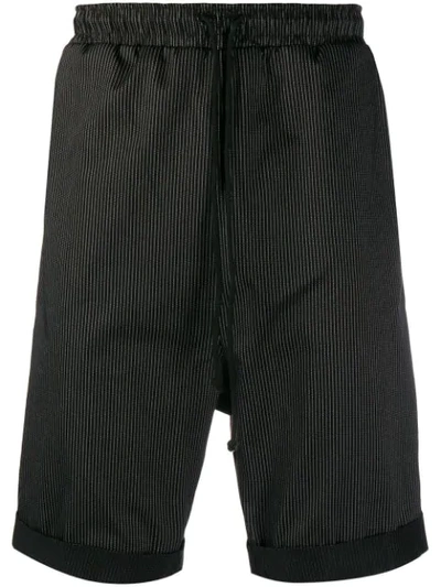 Alchemy Pinstriped Drawstring Shorts In Black