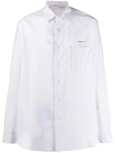 Off-white Striped Classic Cotton Shirt In White,black