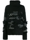 MCQ BY ALEXANDER MCQUEEN PATCHY KNIT TURTLENECK JUMPER