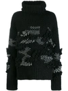 MCQ BY ALEXANDER MCQUEEN MCQ ALEXANDER MCQUEEN PATCHY KNIT TURTLENECK JUMPER - 黑色