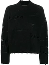 Versace Distressed Knitted Sweater In Black