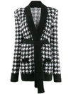 BALMAIN BALMAIN HOUNDSTOOTH KNIT CARDIGAN - 黑色