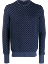 Drumohr Long Sleeve Biscottino Sweater In Blue