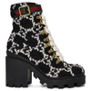 GUCCI GUCCI BLACK TWEED GG ANKLE BOOTS