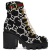 Gucci Gg Tweed Ankle Boots In 1193 Black