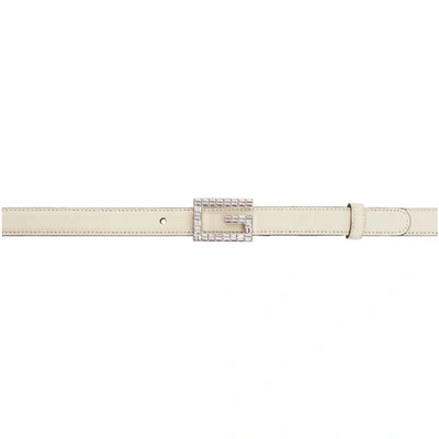 Gucci G-logo Crystal-embellished Leather Belt In White