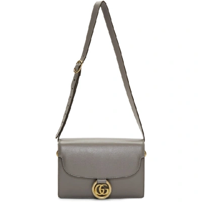 Gucci Gg Ring Small Leather Crossbody Bag In Dusty Grey