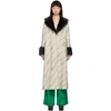 GUCCI GUCCI OFF-WHITE FAUX-FUR COLLAR CRYSTAL GG COAT