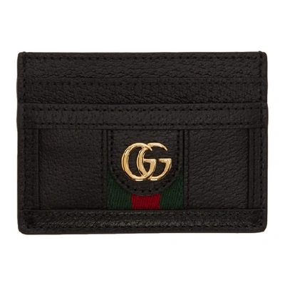 Gucci Black Ophidia Card Holder In Nero/ Vert Red Vert