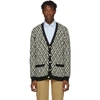 GUCCI GUCCI BLACK AND WHITE G RHOMBUS CARDIGAN