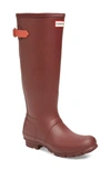 Hunter Original Tall Adjustable Back Waterproof Rain Boot In Rumbling Red/ Siren