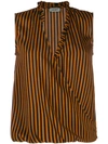 LIU •JO STRIPED WRAP-FRONT VEST