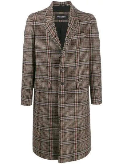 Neil Barrett Single-breasted Checked Wool-blend Overcoat In Red