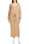 VINCE V-NECK LONG SLEEVE WOOL & CASHMERE SWEATER DRESS,V613578260