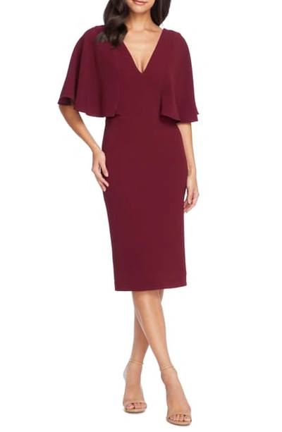 Dress The Population Louisa Butterfly Sleeve Cocktail Dress In Burgundy