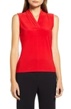 Anne Klein Pleated V-neck Top In Pinot