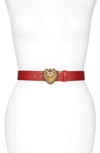 DOLCE & GABBANA DEVOTION LOGO HEART BUCKLE LEATHER BELT,BE1315AK861