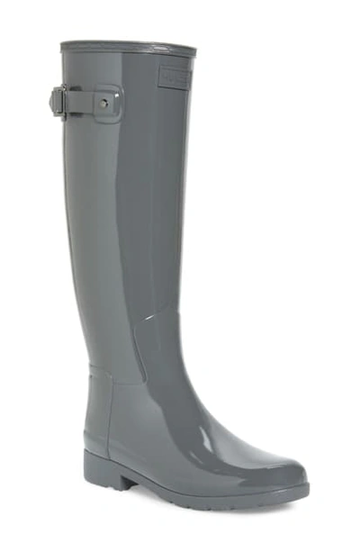 Hunter Original Refined High Gloss Waterproof Rain Boot In Stratus