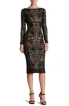 DRESS THE POPULATION EMERY LONG SLEEVE SEQUIN COCKTAIL DRESS,1196-1163