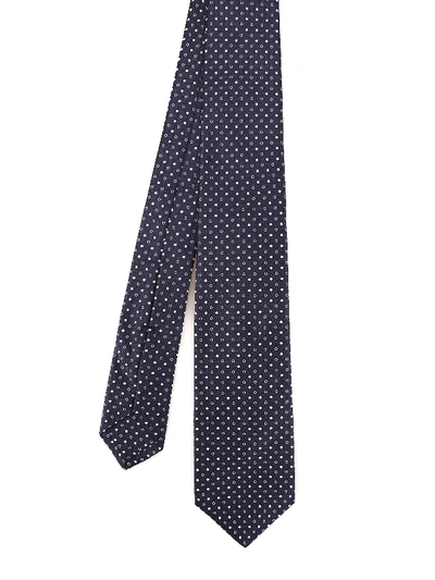 Kiton Polka Dot Silk Jacquard Tie In Blue