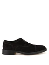 TOD'S BLACK SUEDE LACE-UP OXFORD SHOES