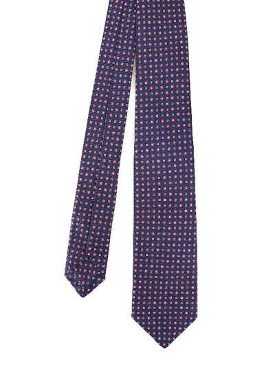 Kiton Micro Patterned Silk Tie In Blue