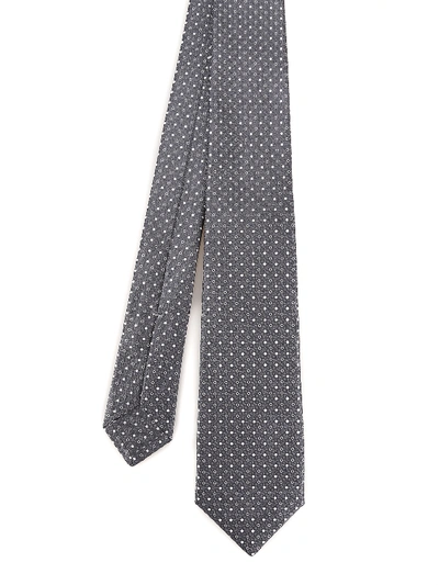 Kiton Polka Dot Grey Silk Tie