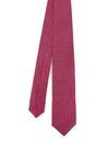 KITON CONTRASTING MICRO PATTERNED RED SILK TIE