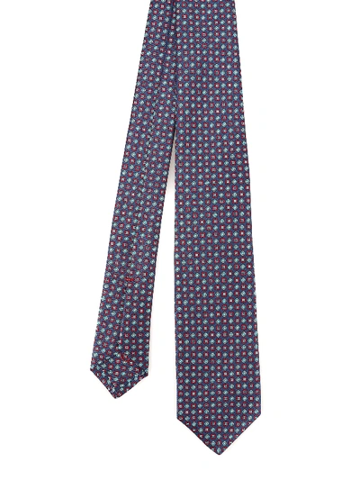 Kiton Mini Geometric Patterned Silk Tie In Multicolour
