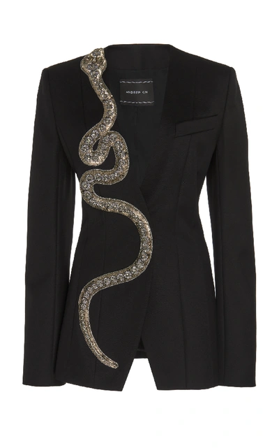 Andrew Gn Embellished Wool-blend Blazer In Black
