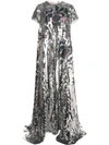 CAROLINA HERRERA SEQUINED METALLIC-EFFECT GOWN