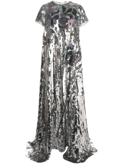 Carolina Herrera Sequined Metallic-effect Gown In Silver
