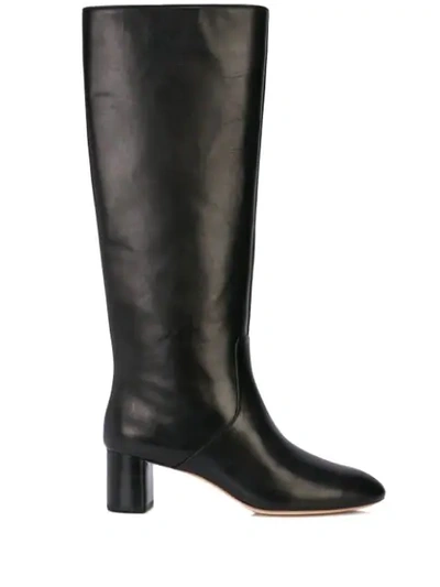 Loeffler Randall Women's Gia Pointed Toe Knee-high Leather Mid-heel Boots In Black