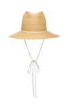LOLA HATS MARSEILLE LEATHER-TRIMMED STRAW HAT,774374