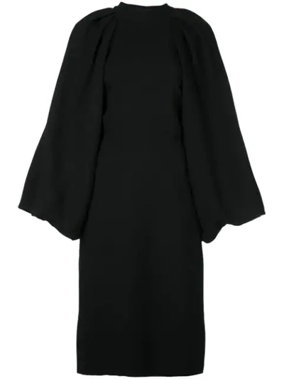 Adam Lippes Oversized Stretch Sable Midi Dress In Black