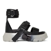 RICK OWENS RICK OWENS BLACK AND SILVER ANKLE STRAP TRACTOR SANDALS