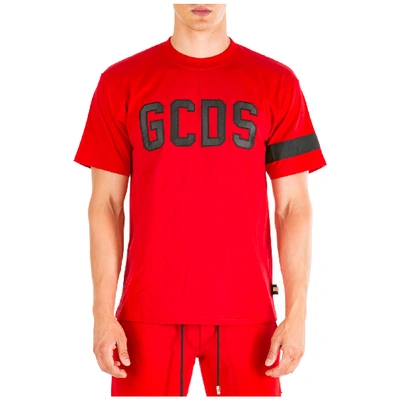 Gcds Men's Short Sleeve T-shirt Crew Neckline Jumper In Red