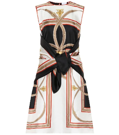 Burberry Archive Scarf Silk Minidress In Red,black,white