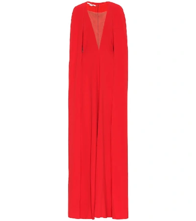 Stella Mccartney Cape-detail Panelled Stretch-crepe Gown In Red