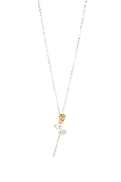 Ambush Rose Charm" Necklace" In Silver