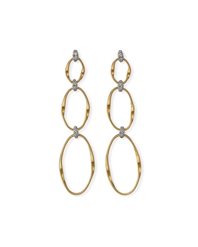 Marco Bicego Marrakech Onde 18k Yellow Gold & Diamond Coil Triple-drop Hoop Post Earrings