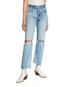 Moussy Vintage Odessa Distressed Wide Straight-leg Jeans In Blue