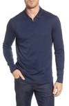 Robert Barakett Georgia Long Sleeve Zip Polo In Blue Night