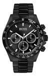 Hugo Boss Men's Chronograph Hero Black Ion-plated Stainless Steel Bracelet Watch 43mm Women's Shoes In Black