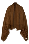 BURBERRY FRINGED SILK AND WOOL-BLEND JACQUARD SCARF