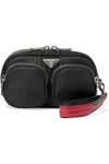 PRADA LEATHER-TRIMMED NYLON CLUTCH