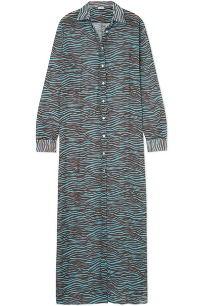 Ack Medusa Tiger-print Chiffon Maxi Dress In Brown