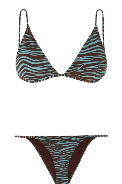 Ack Tiger-print Triangle Bikini In Brown