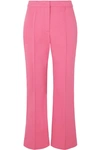 DEREK LAM CROPPED PINTUCKED STRETCH-COTTON TWILL FLARED PANTS